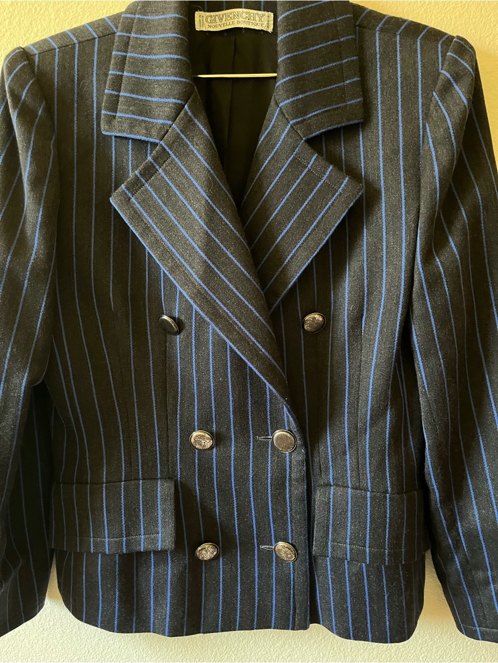 Givenchy Blue and dark charcoal Pinstripe Blazer L - Picture 8 of 12